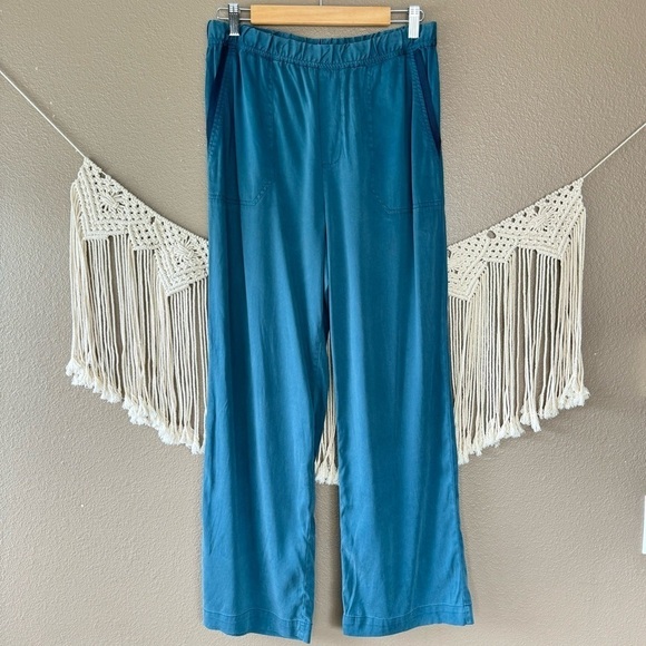 Soft Surroundings Lush Living flowy pants loose fit pull on blue tencel D - Picture 2 of 9